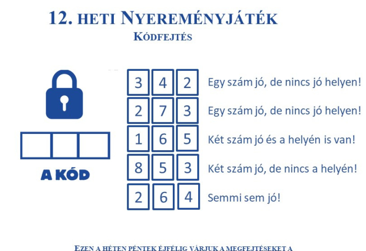 2026. 12. heti Nyereményjáték - Kódfejtés