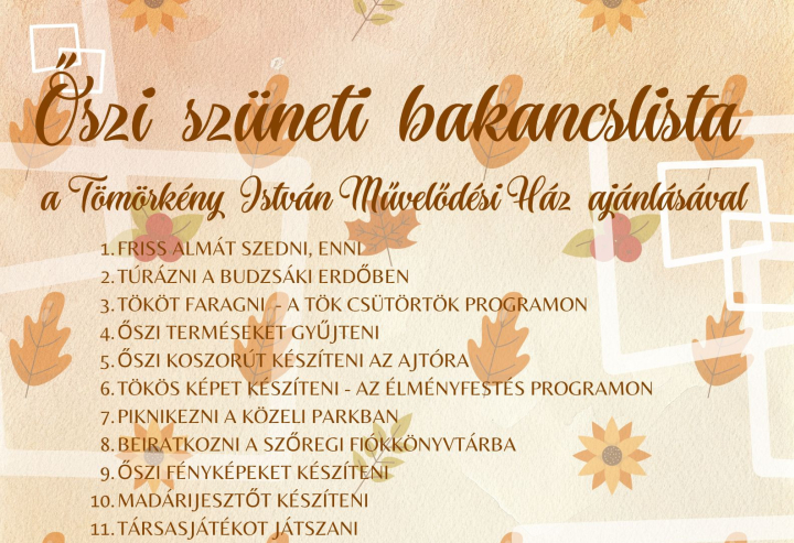 Őszi szüneti bakancslista