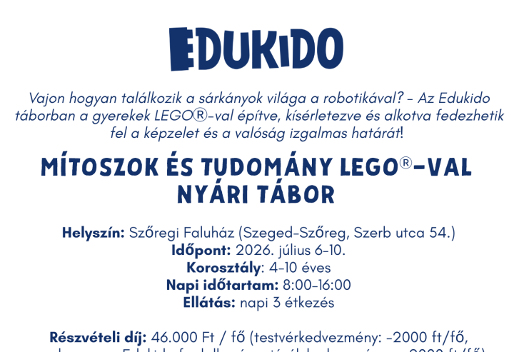 EDUKIDO - Mítoszok és tudomány Legóval nyári tábor